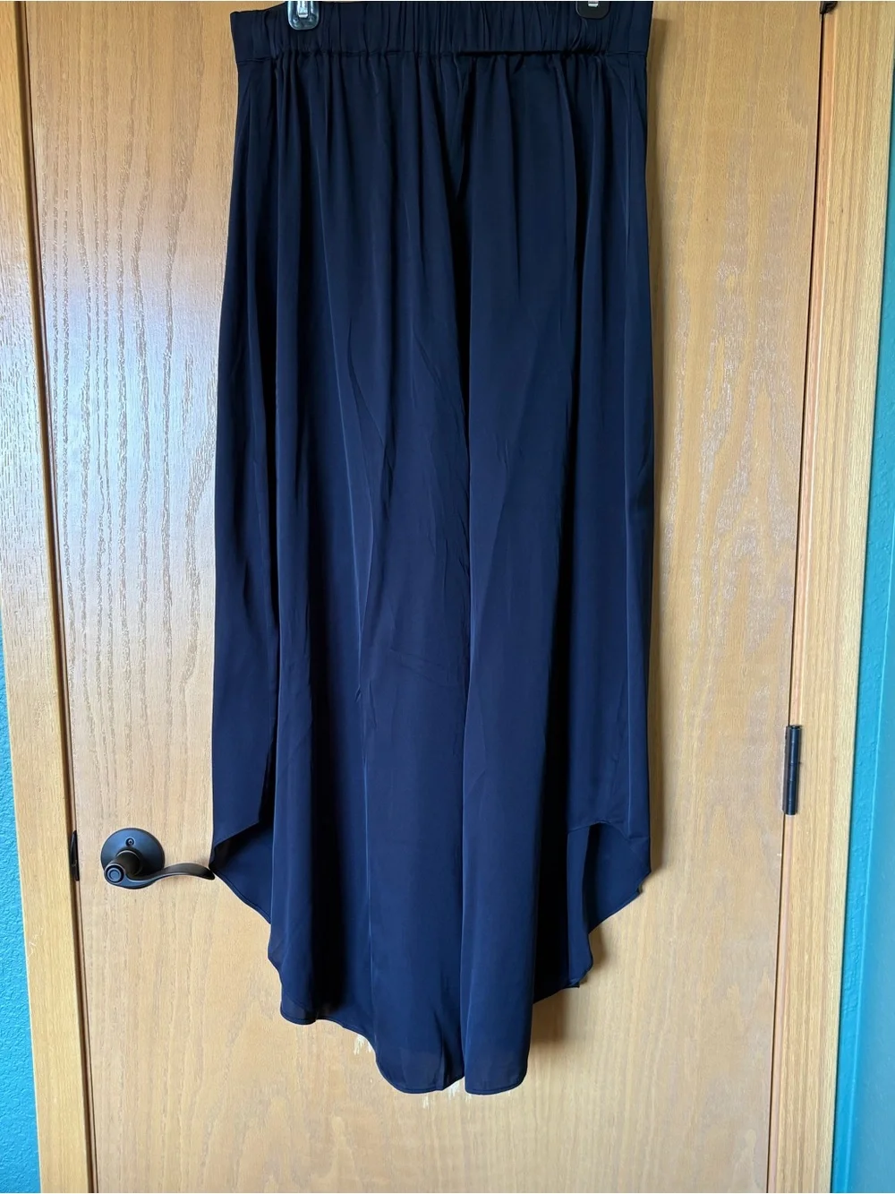 Quince Washable Stretch Silk Navy Wide-Leg Palazzo Pants - Picture 5 of 7